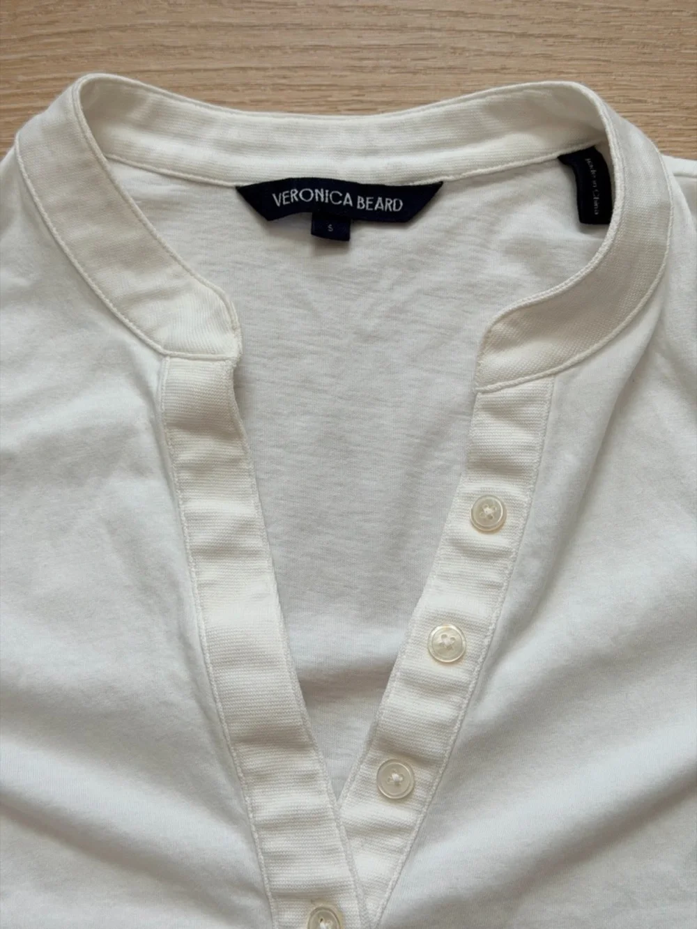 Veronica Beard Coralee Puff Lace Sleeve Cotton Top Blouse Tee Off White S - Picture 7 of 11